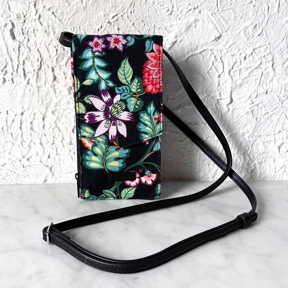 Vera Bradley Iconic RFID Envelope Crossbody Purse Vines Floral Wallet Bag - Picture 2 of 8